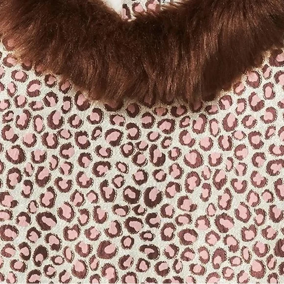 Janie And Jack LEOPARD FAUX FUR COLLAR DRESS NWOT - Picture 3 of 5